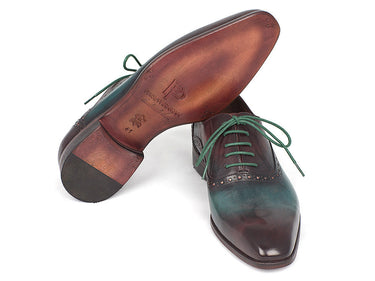 Paul Parkman Men's Plain Toe Oxfords in Green & Bordeaux
