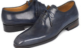 Paul Parkman Men's Hand-Painted Medallion Toe Wholecut Oxfords in Navy
