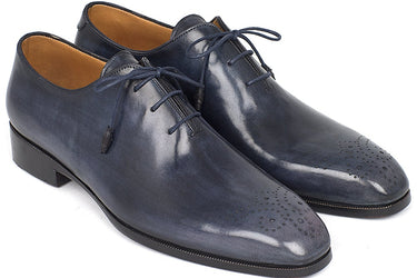 Paul Parkman Men's Hand-Painted Medallion Toe Wholecut Oxfords in Navy