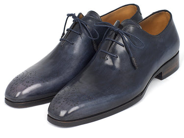 Paul Parkman Men's Hand-Painted Medallion Toe Wholecut Oxfords in Navy