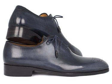 Paul Parkman Men's Hand-Painted Medallion Toe Wholecut Oxfords in Navy