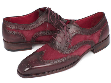 Paul Parkman Suede & Calfskin Men's Wingtip Oxfords in Bordeaux