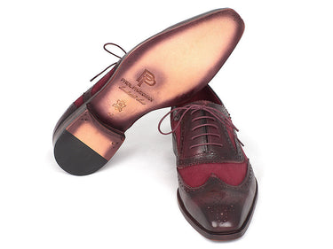 Paul Parkman Suede & Calfskin Men's Wingtip Oxfords in Bordeaux