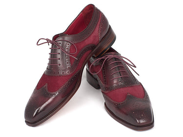 Paul Parkman Suede & Calfskin Men's Wingtip Oxfords in Bordeaux
