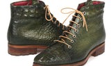 Paul Parkman Men's Croco-Embossed Leather Boots in Green