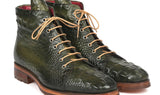 Paul Parkman Men's Croco-Embossed Leather Boots in Green