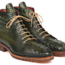Paul Parkman Men's Croco-Embossed Leather Boots in Green