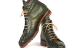 Paul Parkman Men's Croco-Embossed Leather Boots in Green