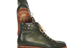 Paul Parkman Men's Croco-Embossed Leather Boots in Green