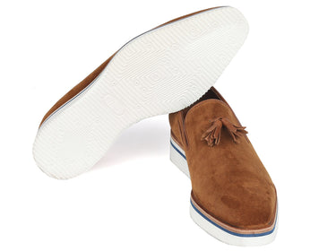 Paul Parkman Men's Smart Casual Tassel Loafers in Camel Suede
