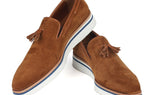 Paul Parkman Men's Smart Casual Tassel Loafers in Camel Suede