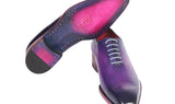Paul Parkman Men's Hand-Painted Goodyear Welted Wholecut Oxfords in Purple