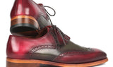Paul Parkman Goodyear Welted Ghillie Lacing Brogues in Green & Bordeaux