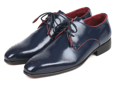 Paul Parkman Medallion Toe Derby Shoes in Navy