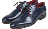 Paul Parkman Medallion Toe Derby Shoes in Navy