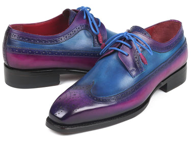 Paul Parkman Goodyear Welted Wingtip Derby Shoes in Purple & Blue