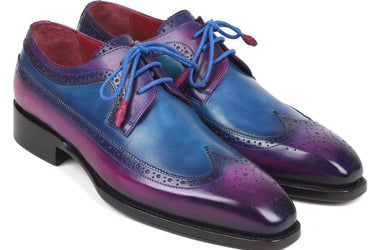 Paul Parkman Goodyear Welted Wingtip Derby Shoes in Purple & Blue