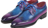 Paul Parkman Goodyear Welted Wingtip Derby Shoes in Purple & Blue