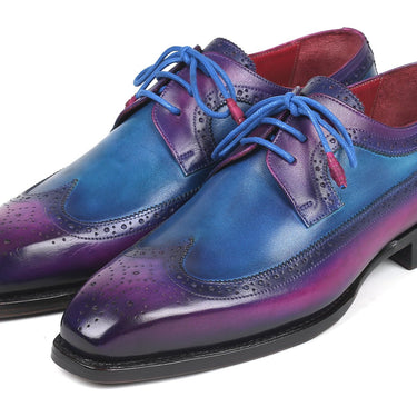 Paul Parkman Goodyear Welted Wingtip Derby Shoes in Purple & Blue in #color_