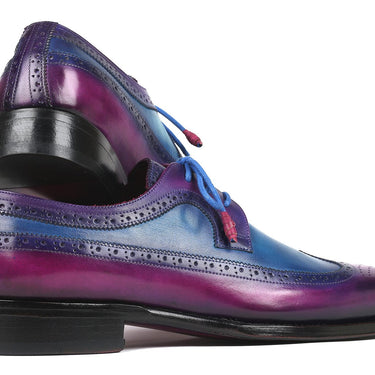 Paul Parkman Goodyear Welted Wingtip Derby Shoes in Purple & Blue in #color_