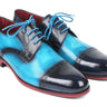 Paul Parkman Cap-Toe Derby Shoes in Blue & Turquoise Two Tone