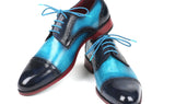 Paul Parkman Cap-Toe Derby Shoes in Blue & Turquoise Two Tone