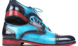 Paul Parkman Cap-Toe Derby Shoes in Blue & Turquoise Two Tone