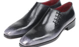 Paul Parkman Men's Side Lace Oxfords in Gray Burnished