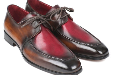 Paul Parkman Men's Apron Leather Derby Shoes in Brown & Bordeaux Dual Tone