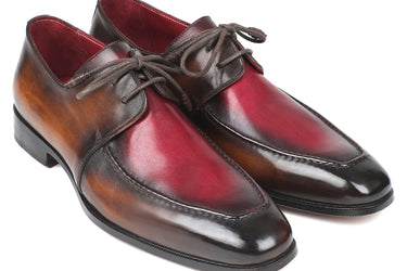Paul Parkman Men's Apron Leather Derby Shoes in Brown & Bordeaux Dual Tone