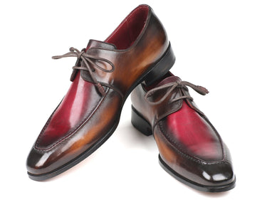 Paul Parkman Men's Apron Leather Derby Shoes in Brown & Bordeaux Dual Tone