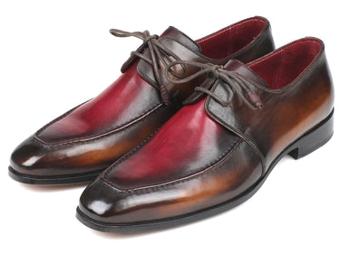 Paul Parkman Men's Apron Leather Derby Shoes in Brown & Bordeaux Dual Tone