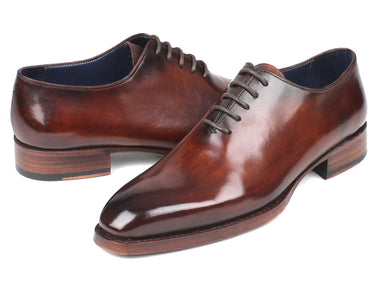 Paul Parkman Men's Hand-Painted Goodyear Welted Wholecut Oxfords in Brown