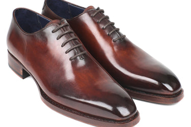 Paul Parkman Men's Hand-Painted Goodyear Welted Wholecut Oxfords in Brown