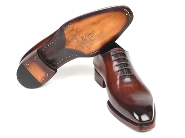 Paul Parkman Men's Hand-Painted Goodyear Welted Wholecut Oxfords in Brown