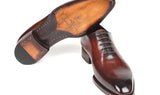 Paul Parkman Men's Hand-Painted Goodyear Welted Wholecut Oxfords in Brown