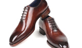 Paul Parkman Men's Hand-Painted Goodyear Welted Wholecut Oxfords in Brown