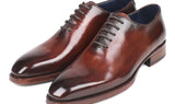 Paul Parkman Men's Hand-Painted Goodyear Welted Wholecut Oxfords in Brown