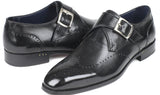Paul Parkman Men's Wingtip Single Monkstraps in Black