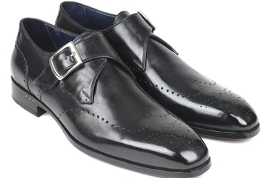 Paul Parkman Men's Wingtip Single Monkstraps in Black