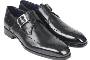 Paul Parkman Men's Wingtip Single Monkstraps in Black
