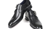 Paul Parkman Men's Wingtip Single Monkstraps in Black