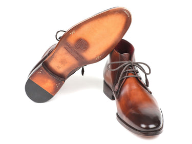 Paul Parkman Men's Calfskin Chukka Boots in Camel & Brown