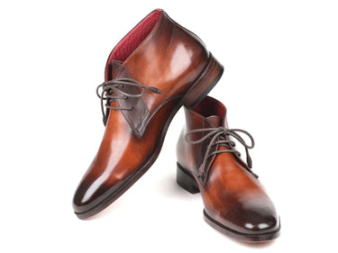 Paul Parkman Men's Calfskin Chukka Boots in Camel & Brown