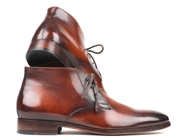 Paul Parkman Men's Calfskin Chukka Boots in Camel & Brown
