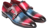 Paul Parkman Men's Captoe Double Monkstraps in Blue & Fuxia