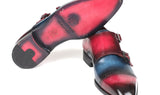 Paul Parkman Men's Captoe Double Monkstraps in Blue & Fuxia