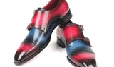Paul Parkman Men's Captoe Double Monkstraps in Blue & Fuxia