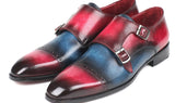 Paul Parkman Men's Captoe Double Monkstraps in Blue & Fuxia