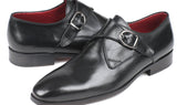 Paul Parkman Men's Leather Single Monkstraps in Black